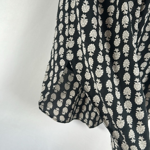 Madewell Silk Island Black & Cream Floral 100% Silk Skirt - Picture 3 of 8